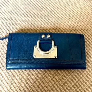 B Makowsky Navy Leather Wallet